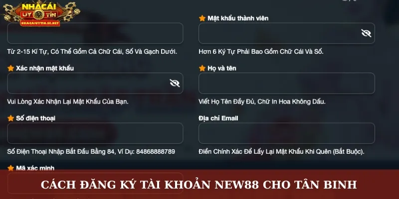 Cách đăng ký tài khoản New88 cho tân binh