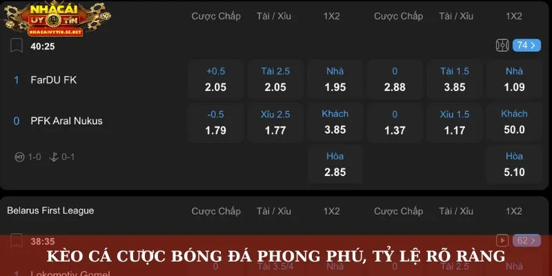 Top Trang Cá Cược Bóng Đá Uy Tín An Toàn, Nhà Cái Hàng Đầu 9 Danh sách kèo cá cược bóng đá phong phú, tỷ lệ rõ ràng