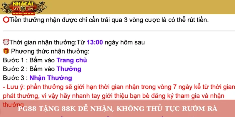 PG88 tặng 88K dễ nhận, không thủ tục rườm rà