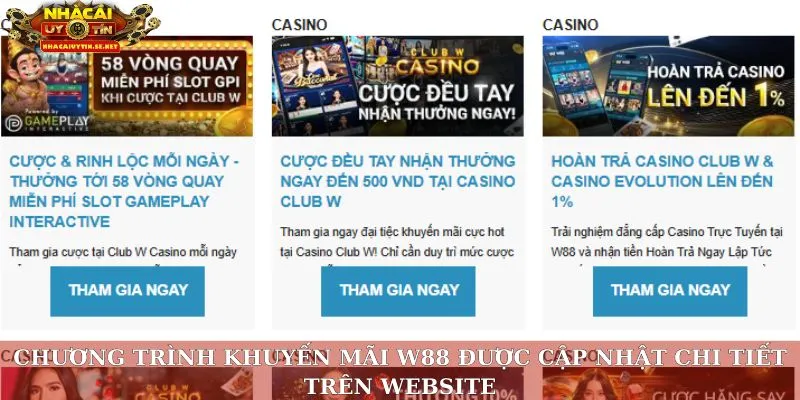 Chương trình khuyến mãi W88 được cập nhật chi tiết trên website