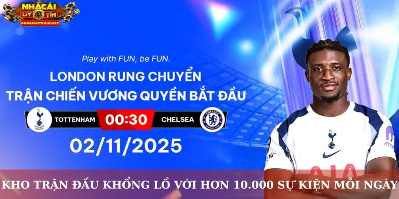 Kho trận đấu khổng lồ với hơn 10.000 sự kiện mỗi ngày