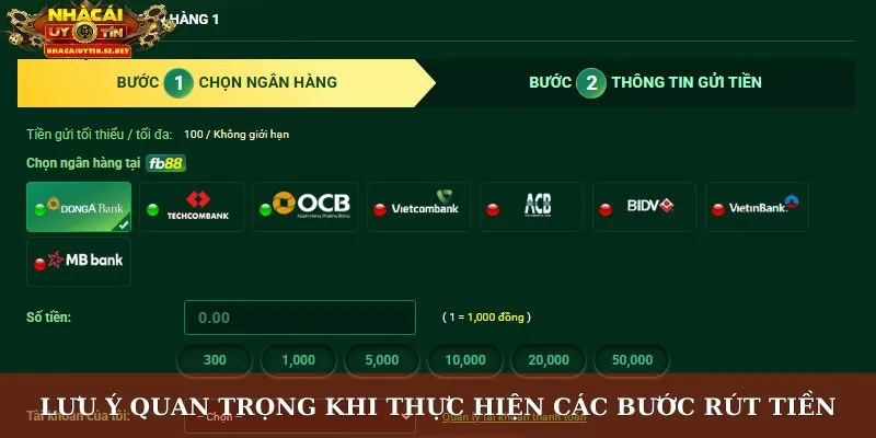 Lưu ý quan trọng khi thực hiện các bước rút tiền