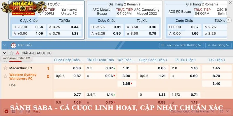 Sảnh Saba – Cá cược linh hoạt, cập nhật chuẩn xác